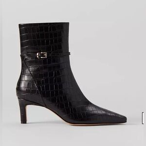 Ann Taylor Black Ankle Chain Croco Bootie